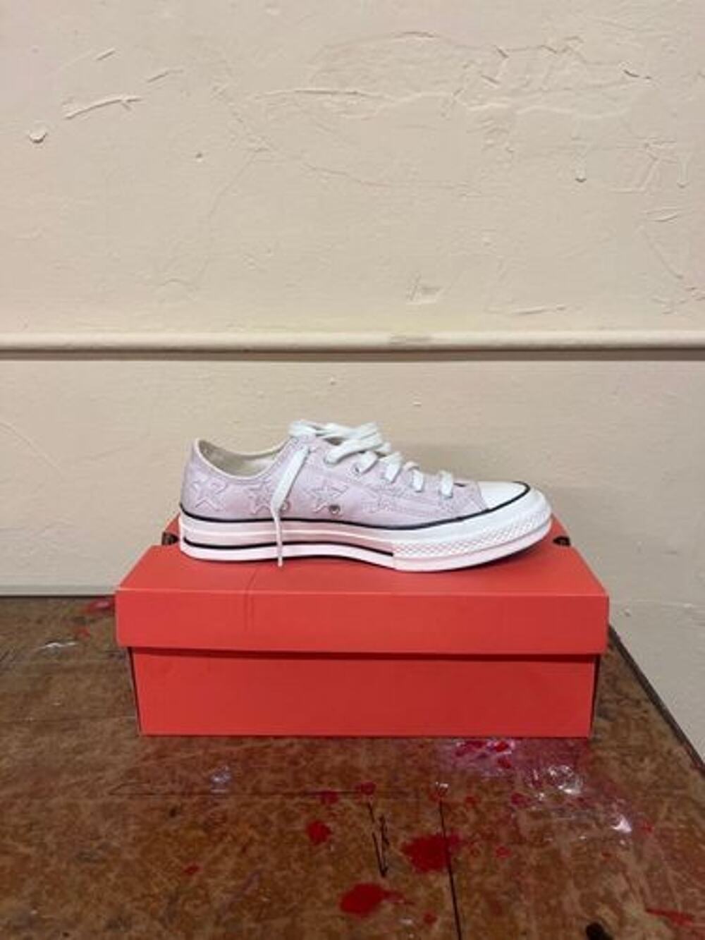 Converse Chuck Taylor All Star Low Sneakers Pink Star Print Size 8